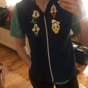Disney vintage Kids Navy Sleeveless zip up with characters XL parks exclusive